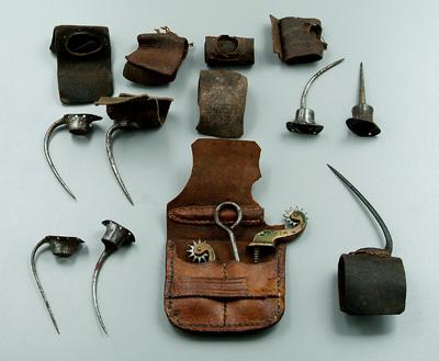 Group of spurs: pair brass and