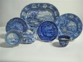 Group of Staffordshire blue tr