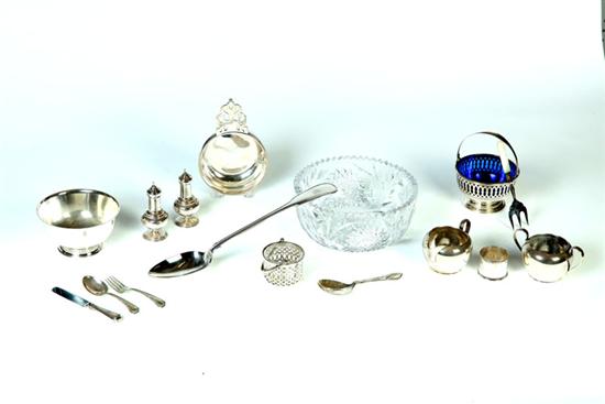 GROUP OF STERLING AND SILVER PLATE.