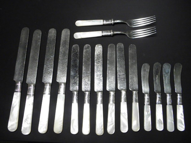 Group of Sterling & mother of pearl
