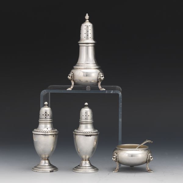 GROUP OF STERLING SALTS  Three salt