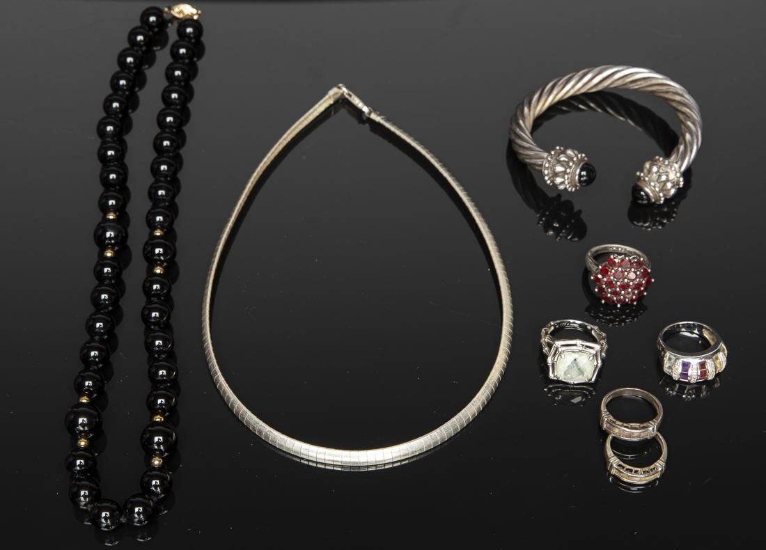 GROUP OF STERLING SILVER AND ONYX