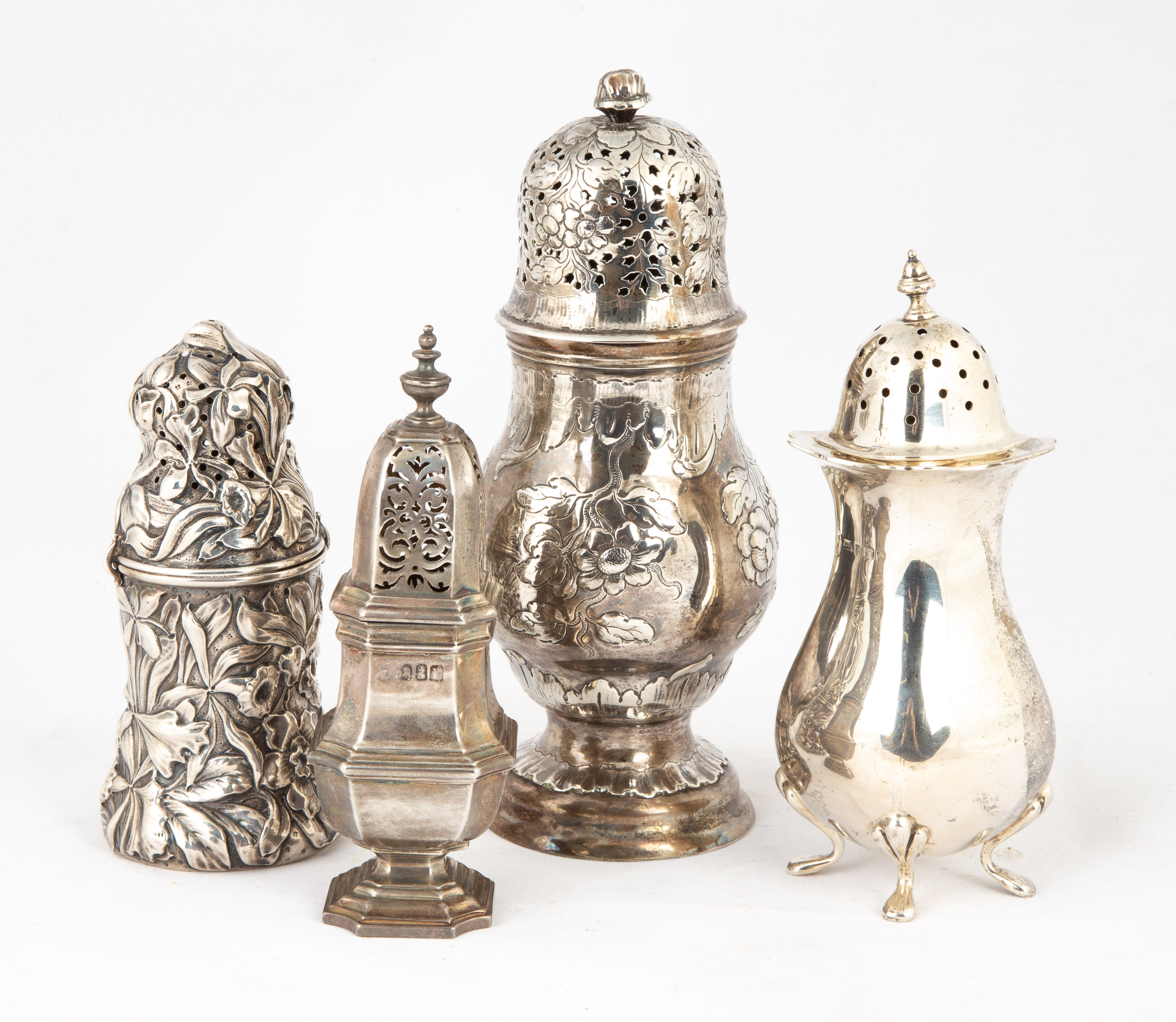 GROUP OF STERLING SILVER CASTORS