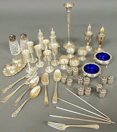 Group of sterling silver table