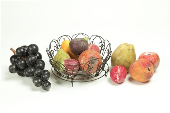 GROUP OF STONE FRUIT IN WIRE