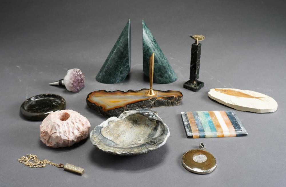 GROUP OF STONE MOUNTED DESK