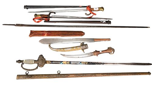 GROUP OF SWORDS AND KNIVES, TO