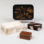 GROUP OF TABLE BOXES AND A CHI
