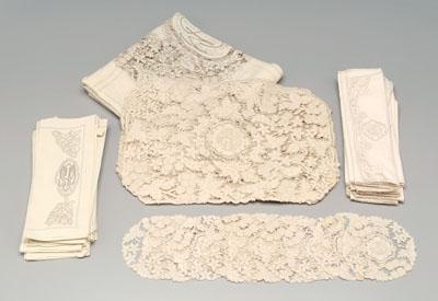 Group of table linens, openwork and