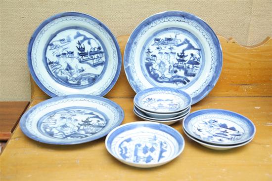 GROUP OF TEN BLUE AND WHITE