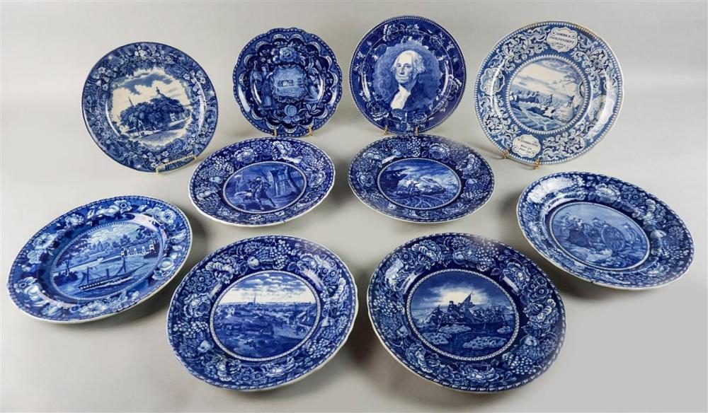GROUP OF TEN BLUE AND WHITE