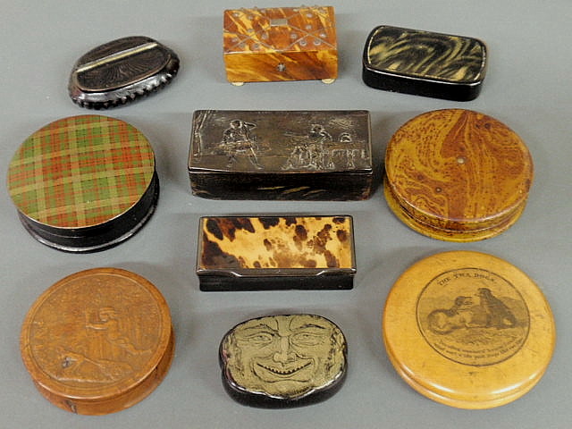Group of ten boxes- lacquered