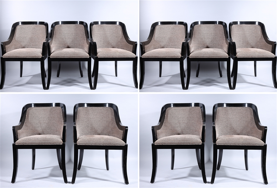 Group of ten chairs with black
