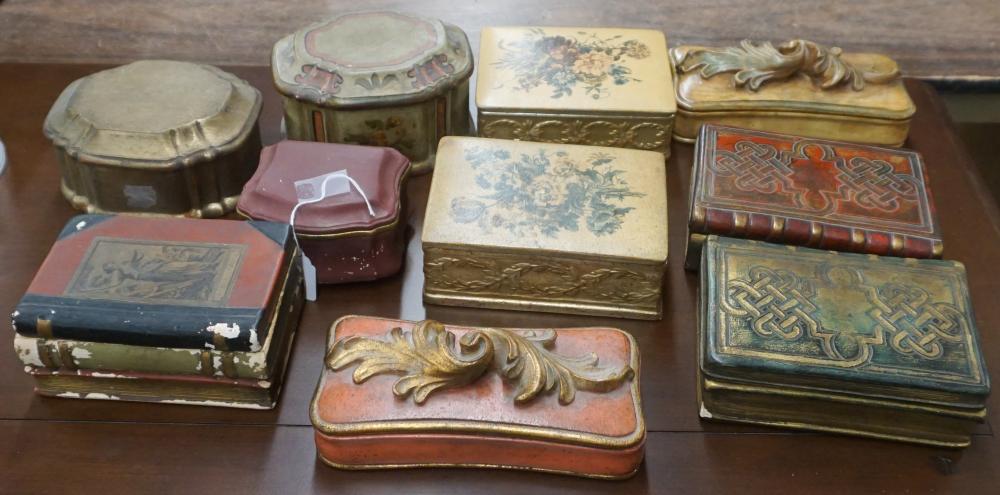 GROUP OF TEN DECORATED CERAMIC