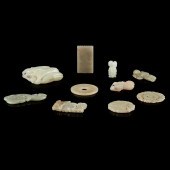 GROUP OF TEN JADE CARVINGS ???