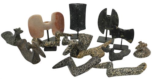 GROUP OF THIRTEEN BIRDSTONES AND