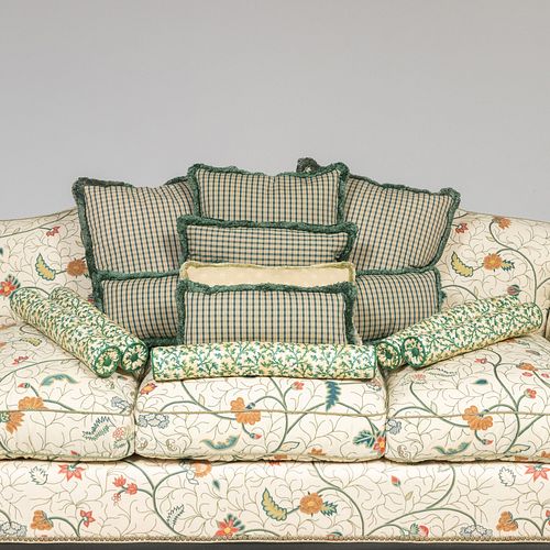 GROUP OF THIRTEEN GREEN GINGHAM AND