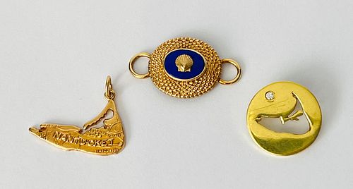 GROUP OF THREE 14K YELLOW GOLD