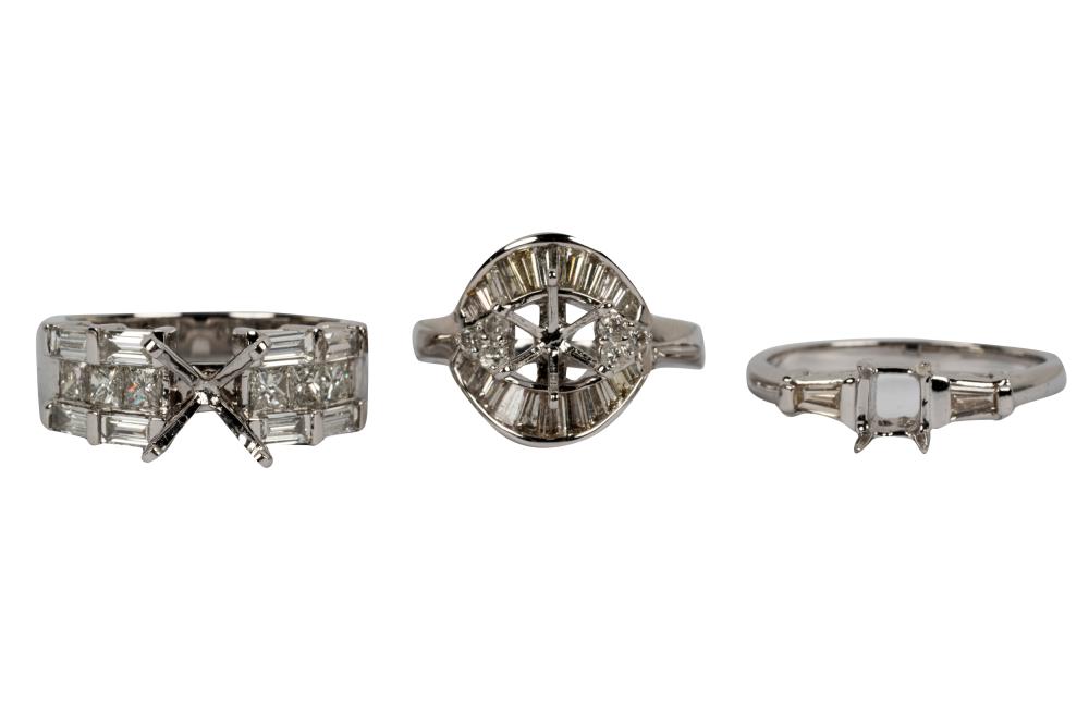 GROUP OF THREE 18 KARAT WHITE