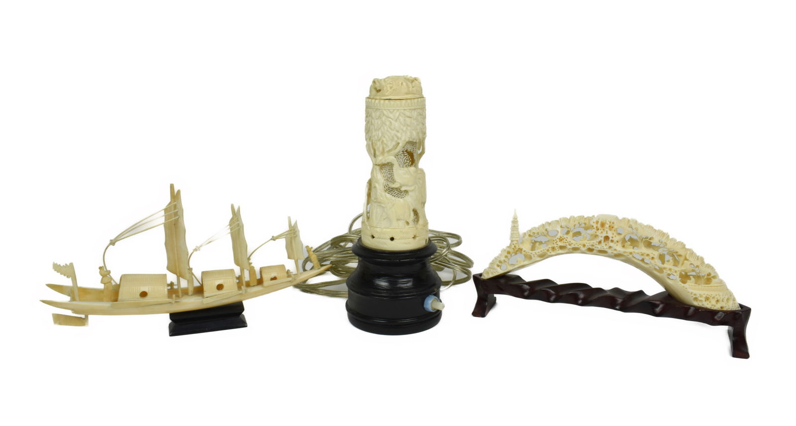 GROUP OF THREE ANTIQUE ASIAN CARVED
