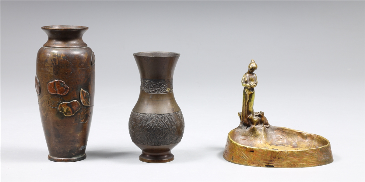 Group of three antique bronze