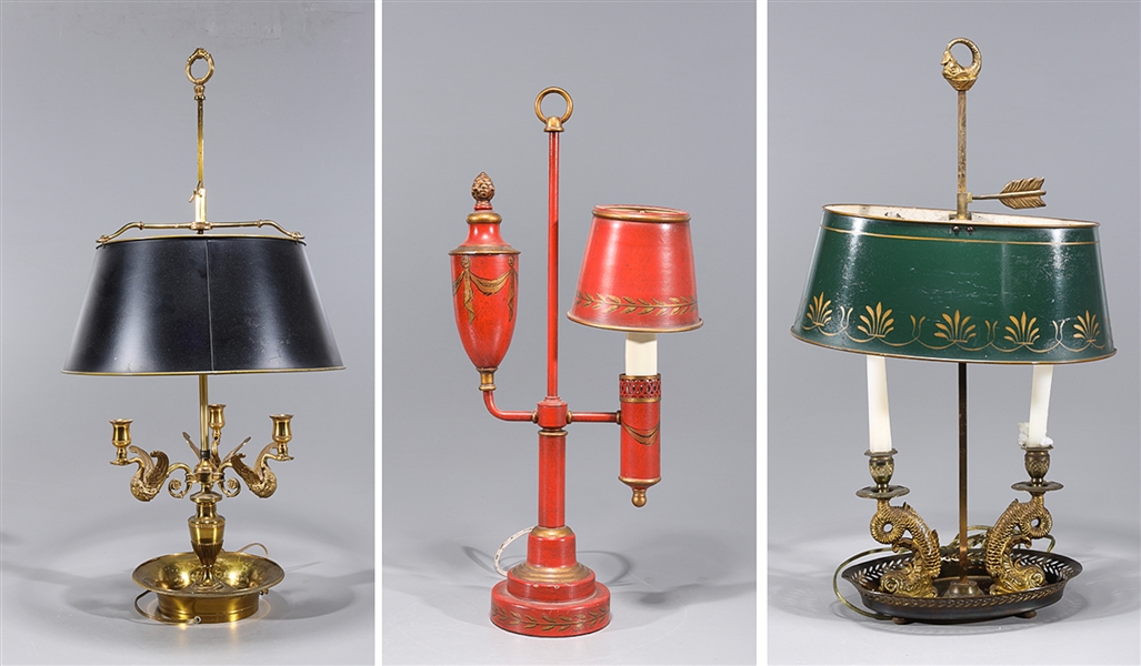 Group of three antique lamps