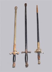 Group of three antique swords