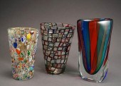 GROUP OF THREE ART GLASS VASES