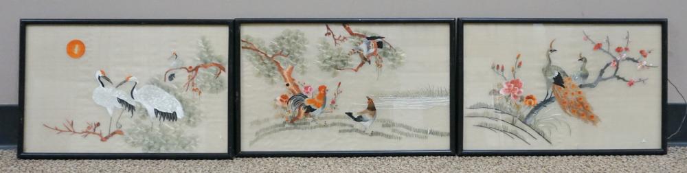GROUP OF THREE ASIAN EMBROIDERIES