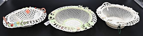 GROUP OF THREE BELLEEK BASKETSGroup