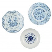 GROUP OF THREE BLUE AND WHITE