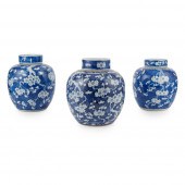 GROUP OF THREE BLUE AND WHITE