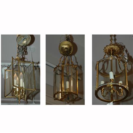 Group of Three Brass and Glass