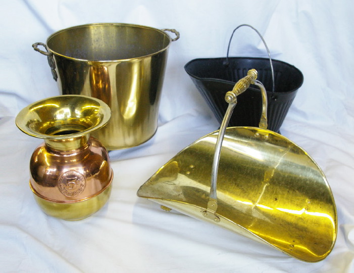 Group of Three Brass Items and an