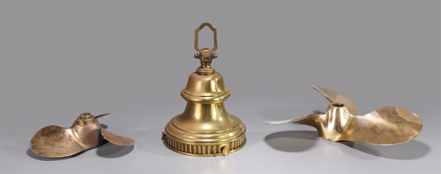 Group of three brass ship objects