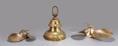 Group of three brass ship obje