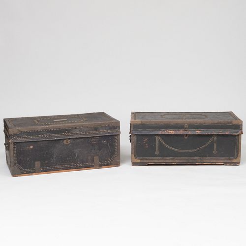 GROUP OF THREE BRASS-STUDDED