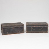 GROUP OF THREE BRASS-STUDDED T