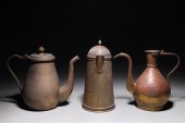 Group of three bronze or coppe