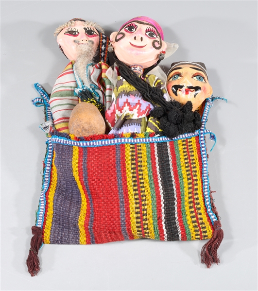 Group of three Bukhara hand puppets
