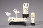 Group of Three Carved Ivory Fi