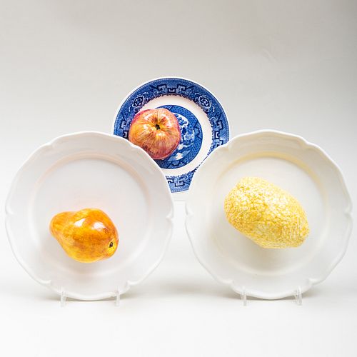 GROUP OF THREE CERAMIC TROMPE