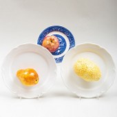 GROUP OF THREE CERAMIC TROMPE