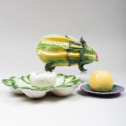 GROUP OF THREE CERAMIC VEGETABLE