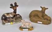 GROUP OF THREE CHALKWARE ANIMA