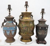 GROUP OF THREE CHAMPLEVE BRONZ