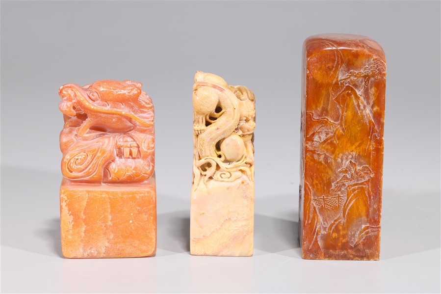 Group of three Chinese carved