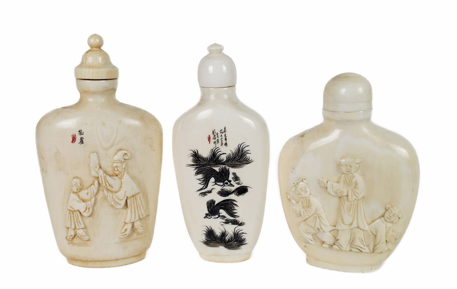 GROUP OF THREE CHINESE CARVED AND