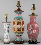 GROUP OF THREE CHINESE FAMILLE