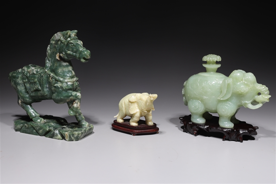 Group of three Chinese hardstone